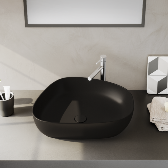 VitrA CounterTop Wash Basin 56(W)x44(D) cm Incl. Waste Set - Matt Black