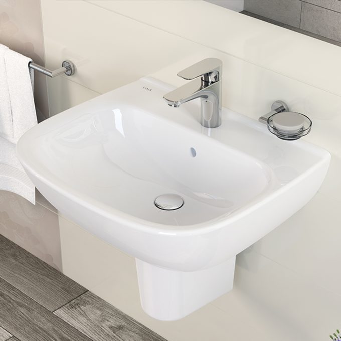 VitrA Wall Mounted Wash Basin 54.5(W)x45(D) cm - Glossy WhiteGlossy White