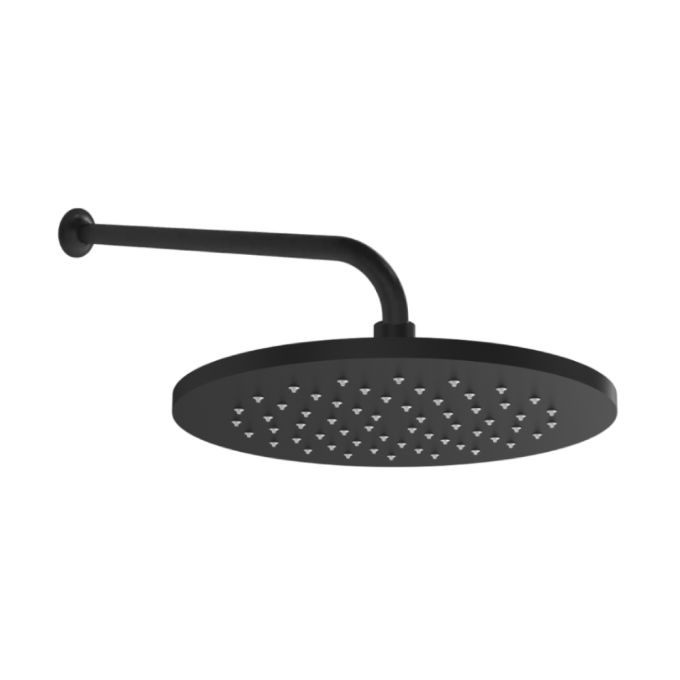 VitrA Metal Wall Mounted Round Rain Head Shower With Arm 25cm Ø - Black