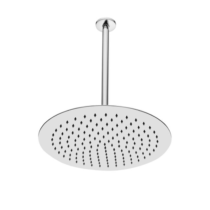 VitrA Metal Ceiling Mounted Round Rain Head Shower With Arm 40cm Ø - Chrome