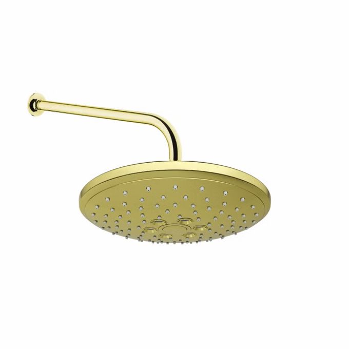 VitrA Plastic Wall Mounted Round Rain Head Shower With Arm 25cm Ø - Shiny GoldGold