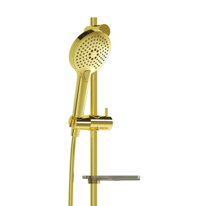 VitrA 3-Jet Spray Sliding Round Hand Shower Set With Rail & Soap Dish - Shiny GoldGold