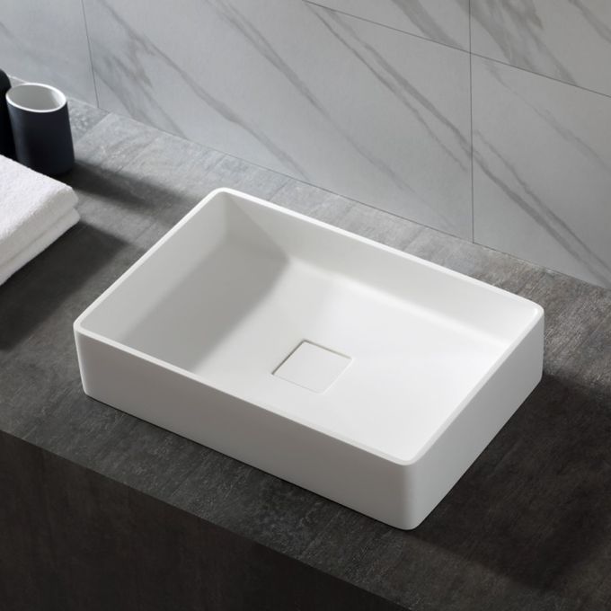 Bernstein Solid Stone CounterTop Wash Basin 48(W)x32(D) cm Incl. Waste Set - Matt White