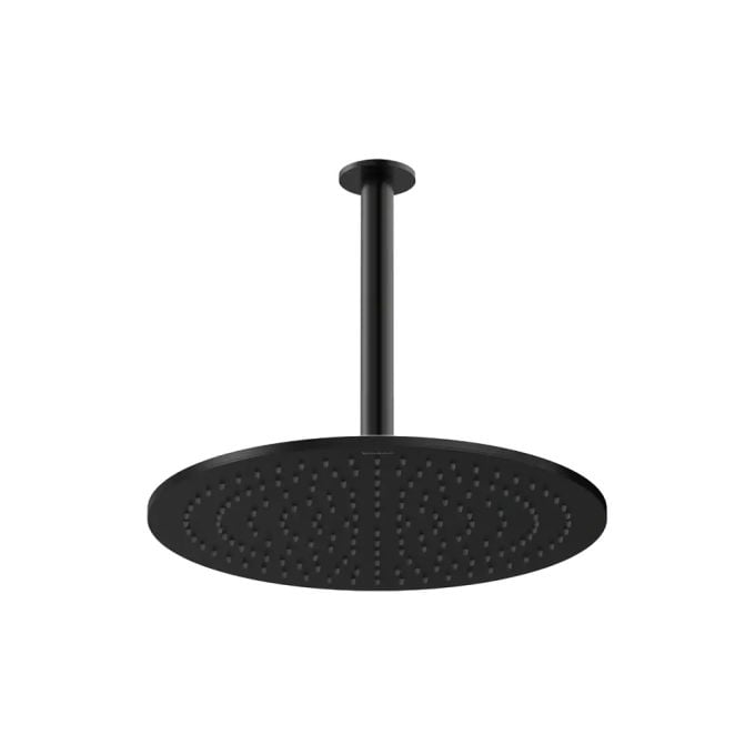 Duravit Metal Ceiling Mounted Round Rain Head Shower With Arm 30cm Ø - Black