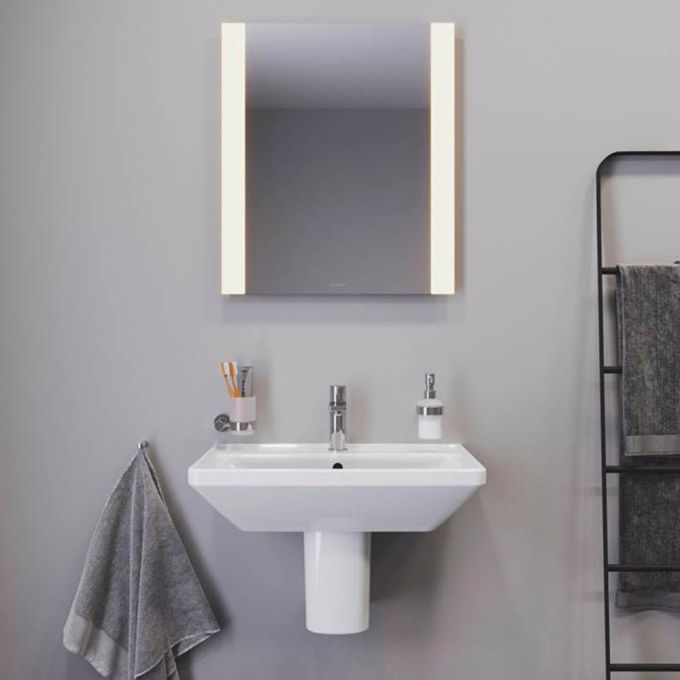 Duravit D-Neo Wall Mounted Wash Basin 55(W)x44(D) cm Incl. Bottle Trap - Glossy White